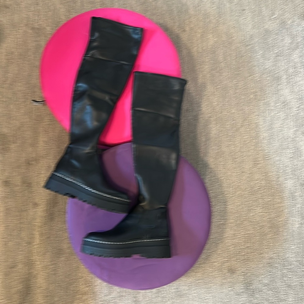 black MARC FISHER LTD PHILLY over the knee moto platform boots - 8
